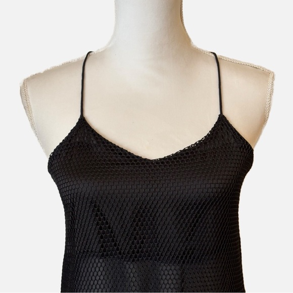 Express Sheer Black Fishnet Top Vintage Y2K XSmall - Picture 2 of 9